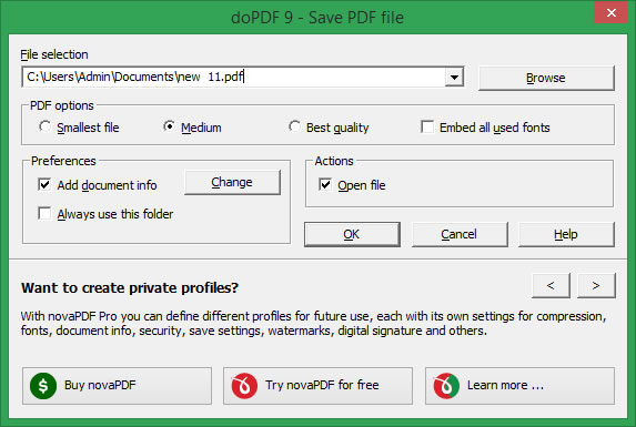 Виртуальный принтер doPDF
