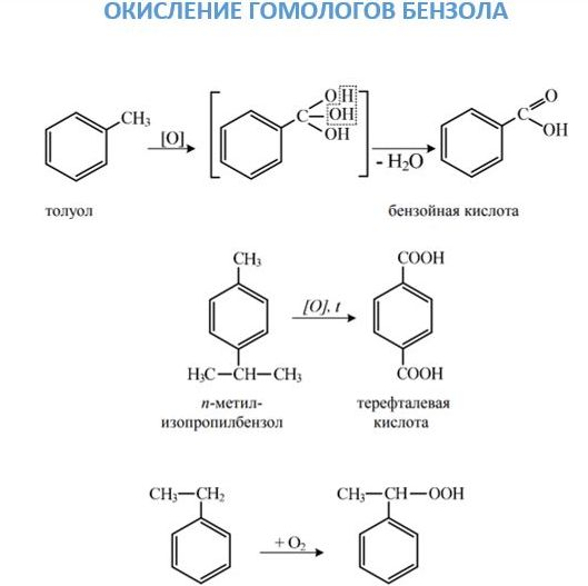 окисление гомологов бензола