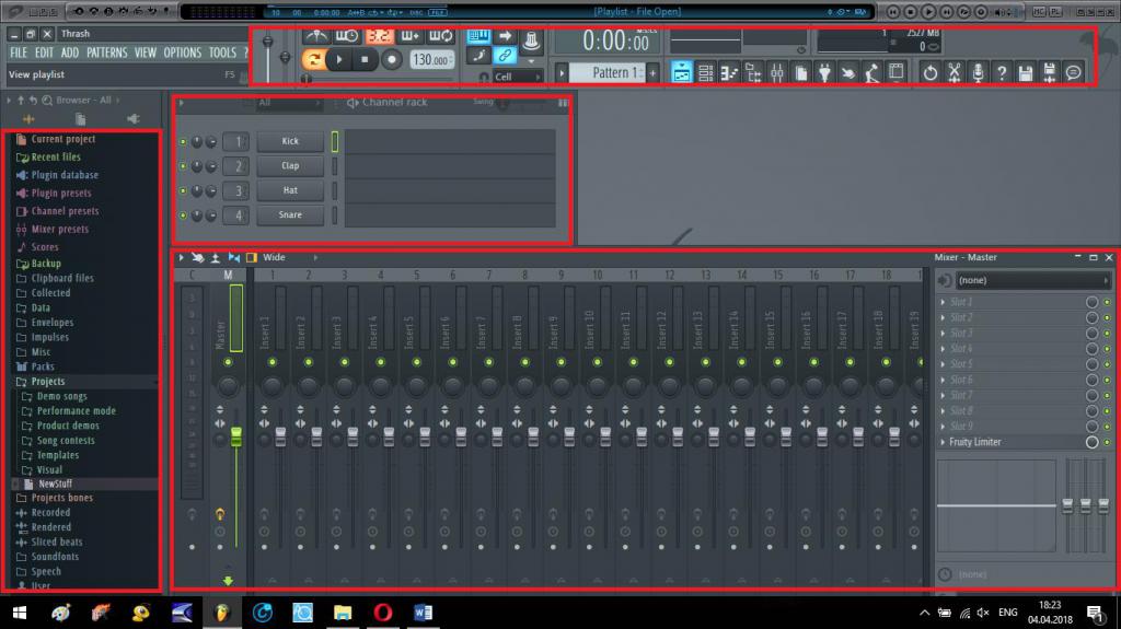 Основные элементы интерфейса FL Studio