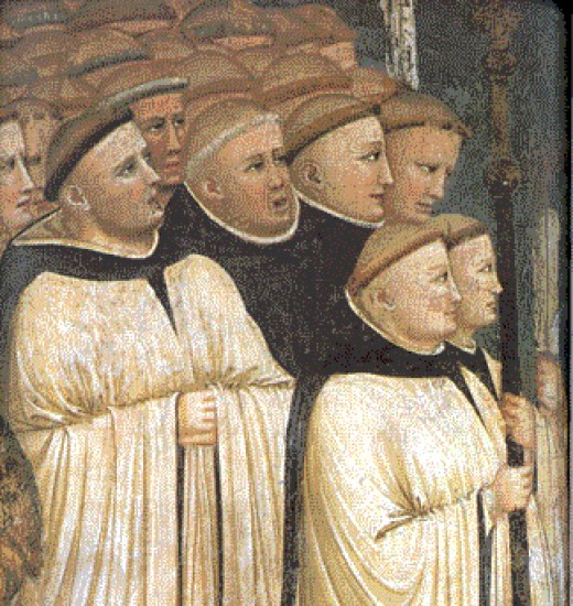 Монахи средневековья исполняют песнопения