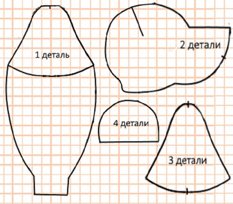 Выкройка головы мишки Тедди с нижней челюстью