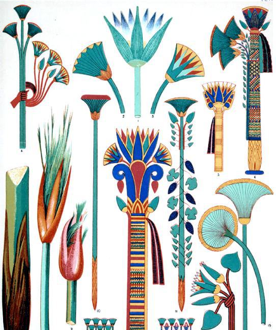 Распространенные в египетских орнаментах растения