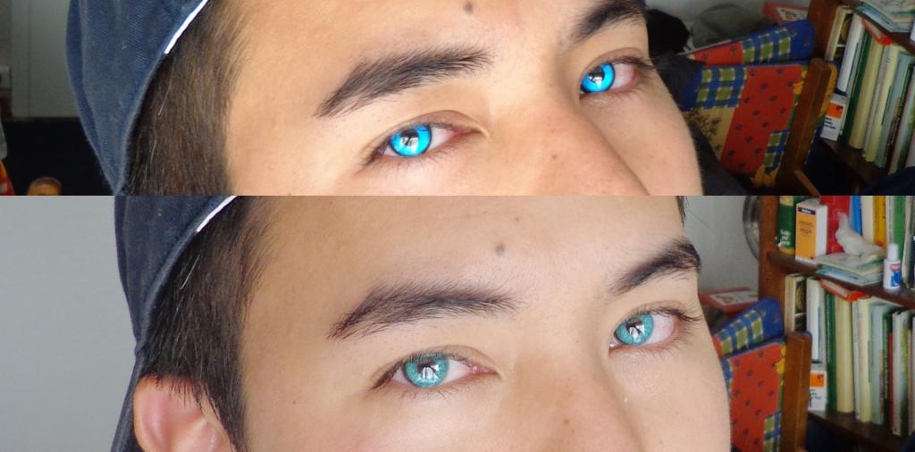 Голубые линзы для карих глаз
