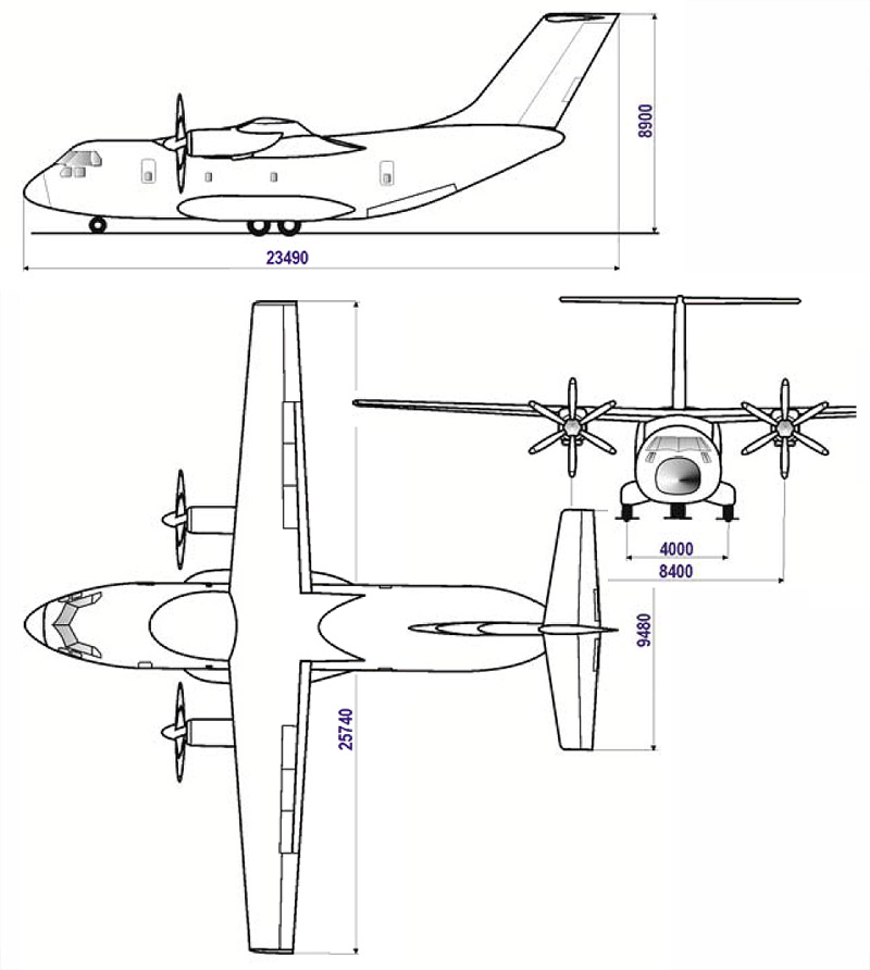 Схема размеров Ил-112