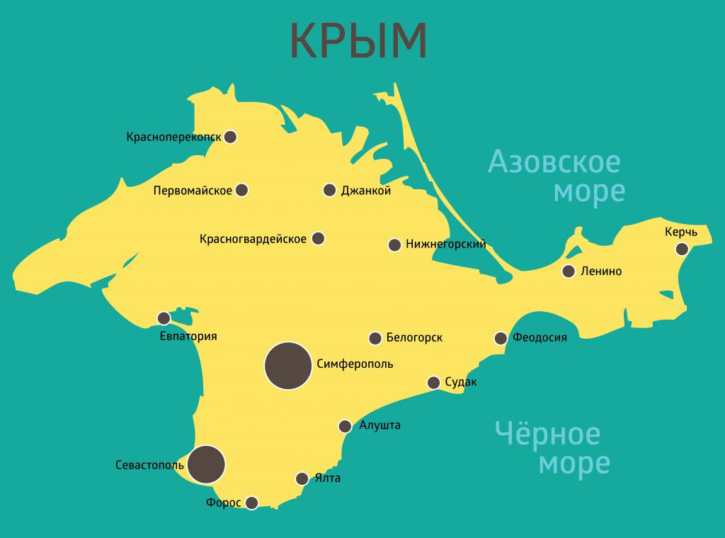 Города Крыма на карте