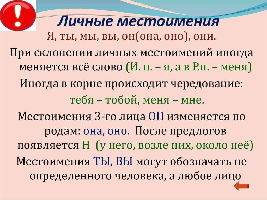 личные местоимения