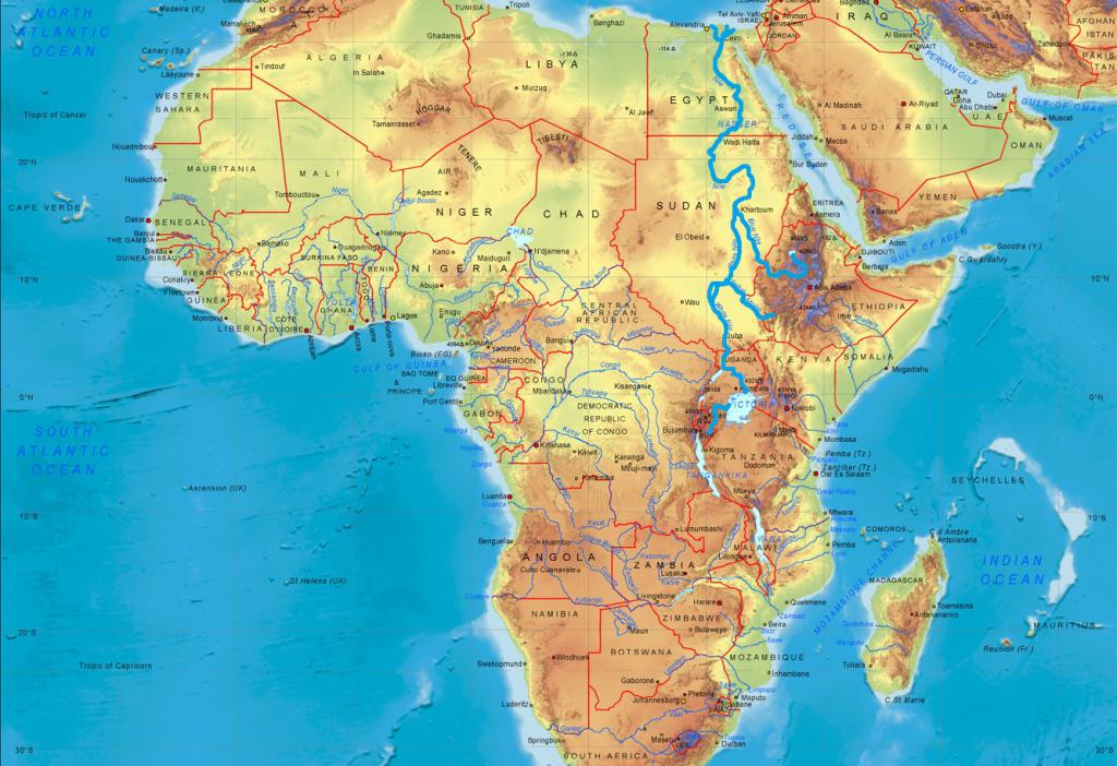 Нил на карте Африки