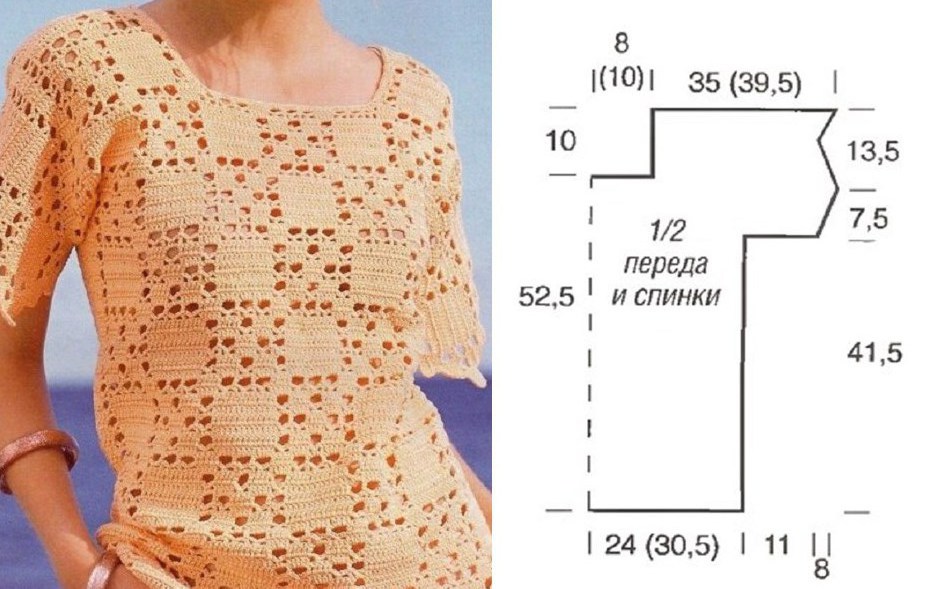 Летняя кофточка филейным узором