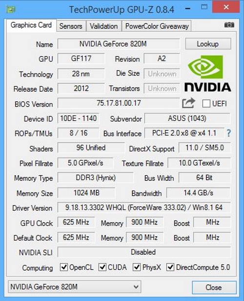 Драйвер NVidia GeForce 820M