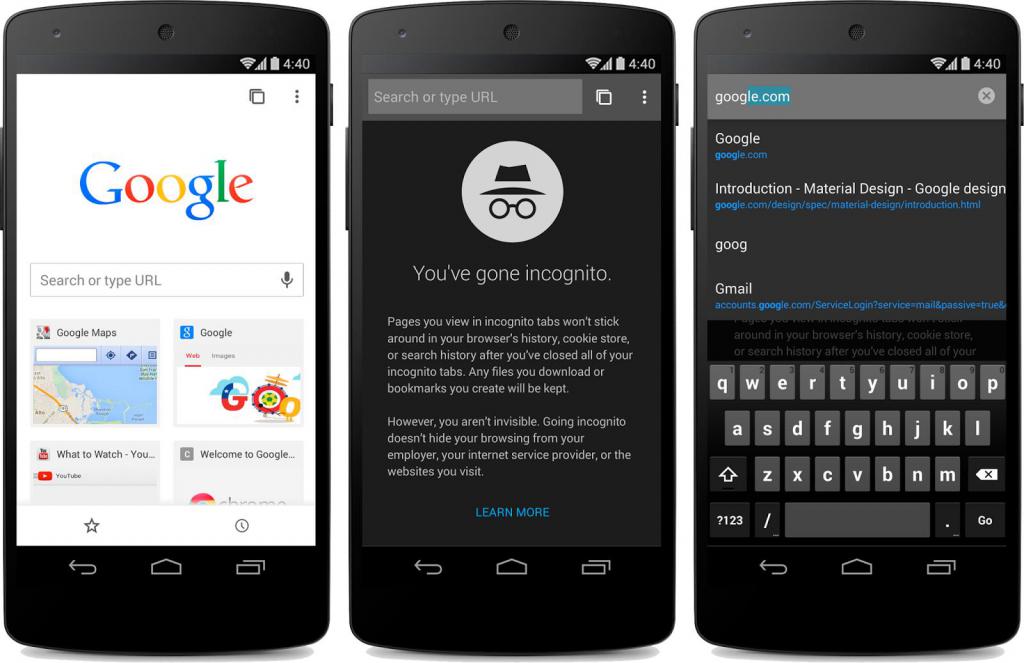 Поддержка Хромом режима инкогнито на Android