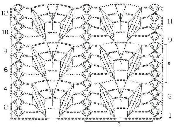 схема вязания ажурного шарфа