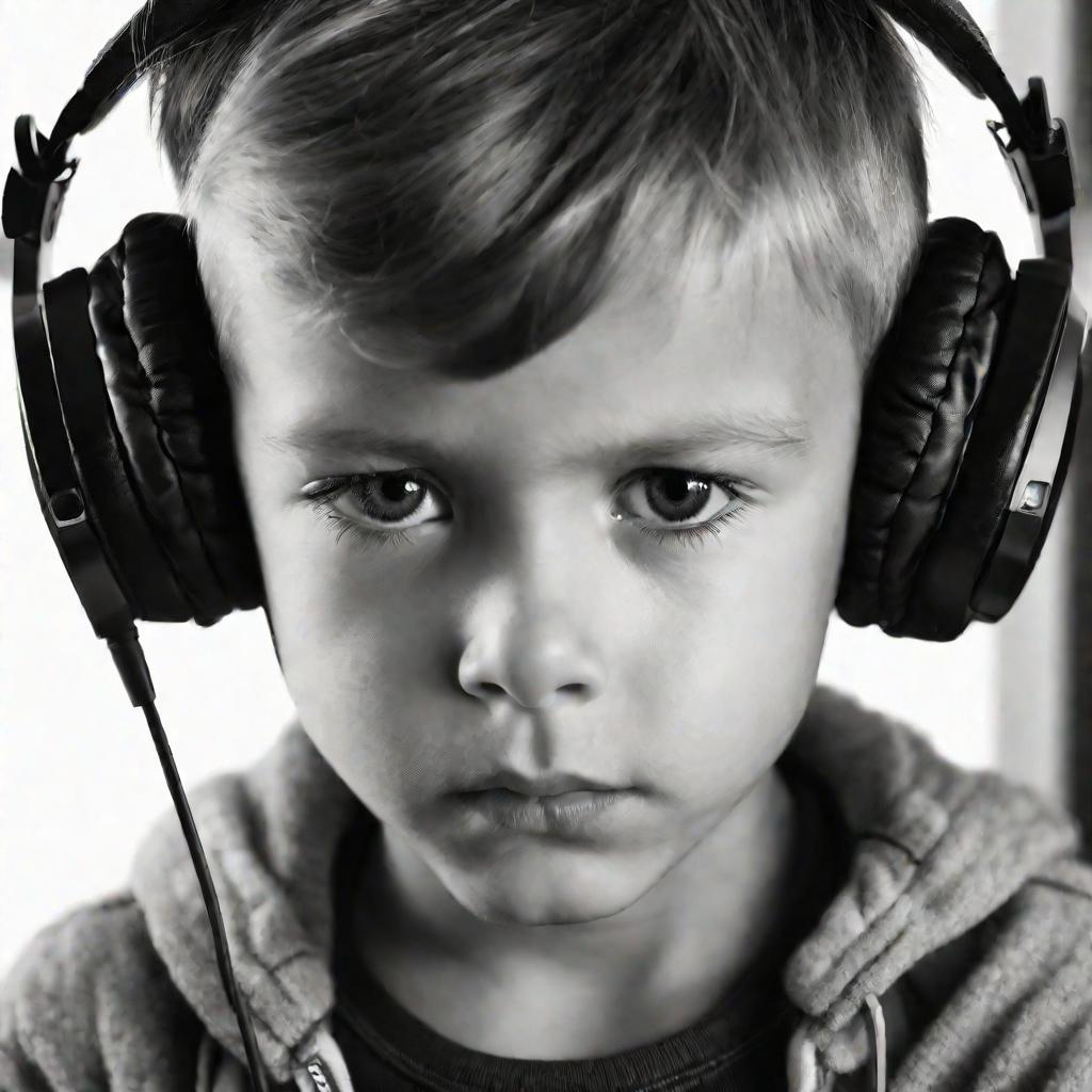 Мальчик слушает радио