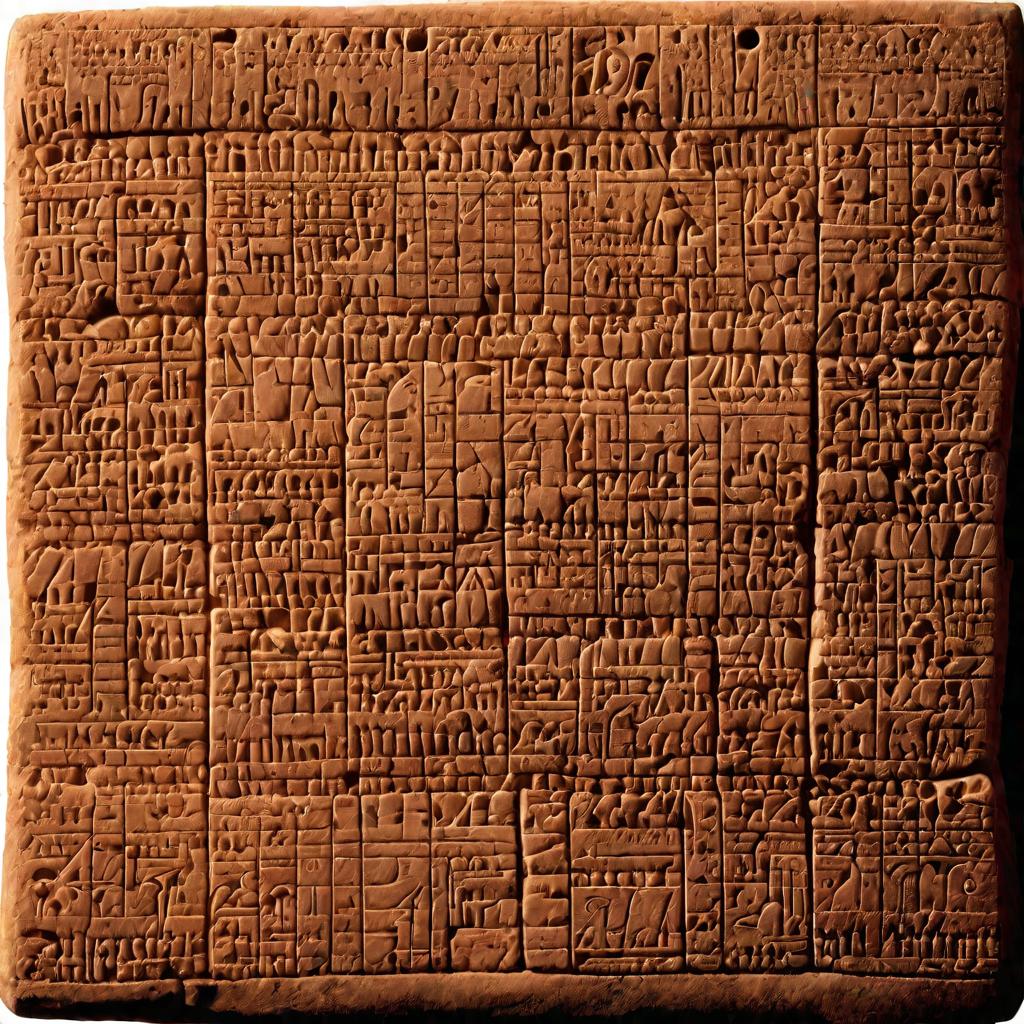 Глиняная табличка с клинописными числами в вавилонской системе