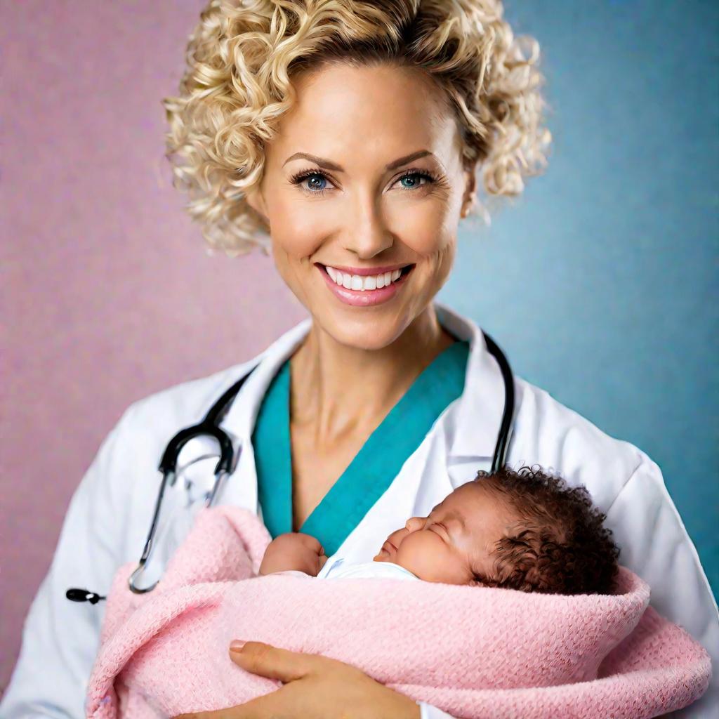 Портрет женщины-врача с ребенком