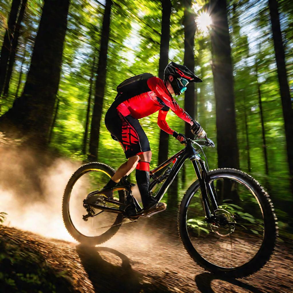 Велосипедист на фоне леса