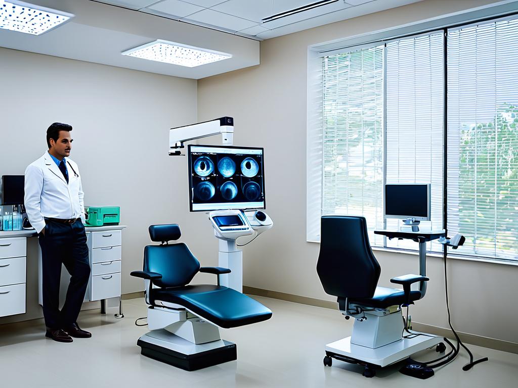 Интерьер офтальмологической клиники с современным оборудованием