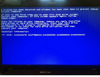 При установке Windows XP синий экран.