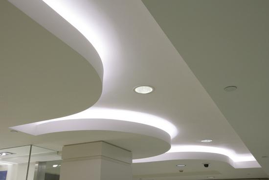 подсветка двухуровневых потолков из гипсокартона