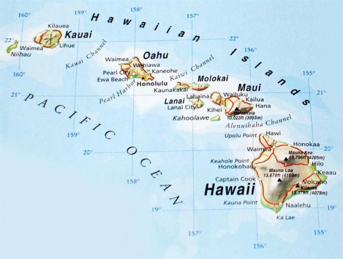 гавайские острова карта