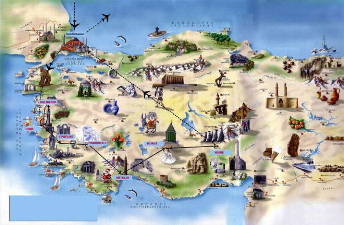 достопримечательности Турции на карте 