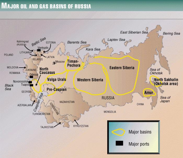 нефтяная промышленность России карта