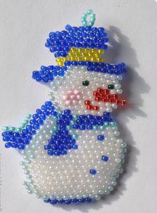 снеговик из бисера схема плетения