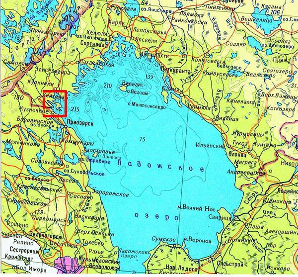 ладожское озеро на карте