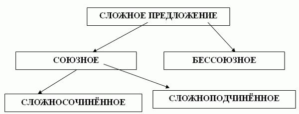 виды сложных предложений таблица