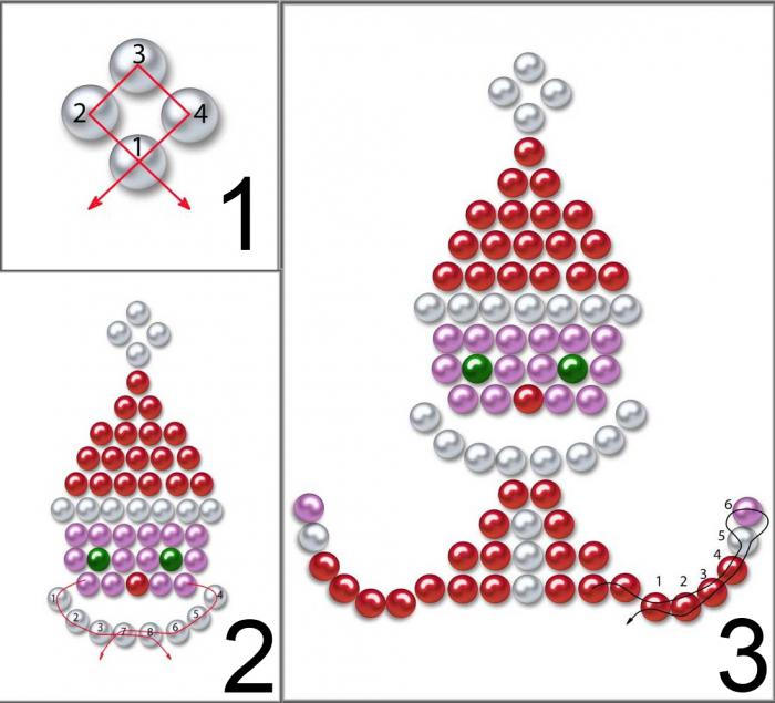  дед мороз из бисера схема 