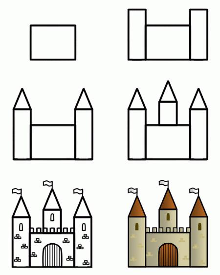 как нарисовать замок поэтапно карандашом