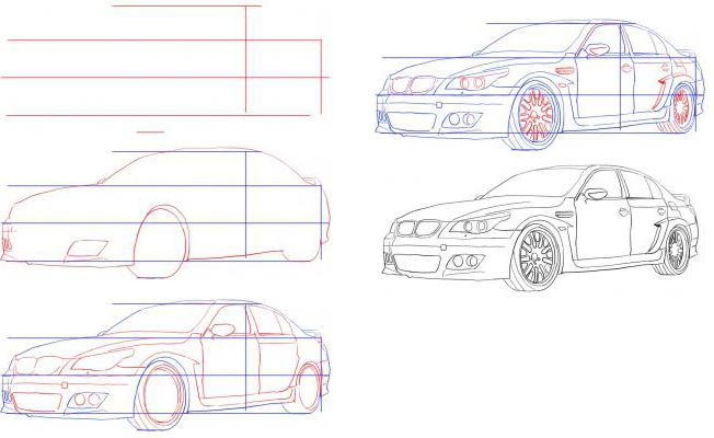 рисовать машины поэтапно 