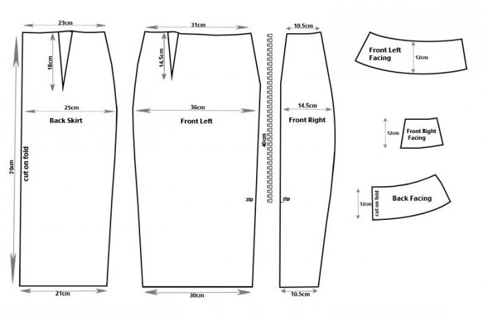 выкройка юбки карандаш