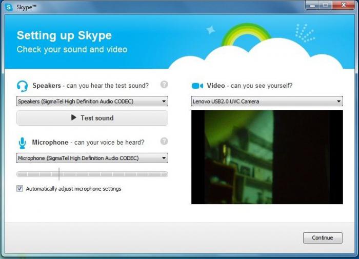 настройки «Скайпа» в Windows 8 