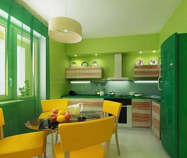 бело зеленая кухня 