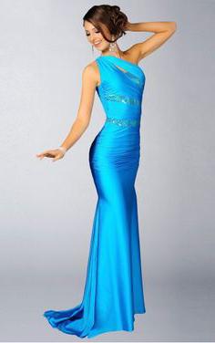 голубое платье в пол