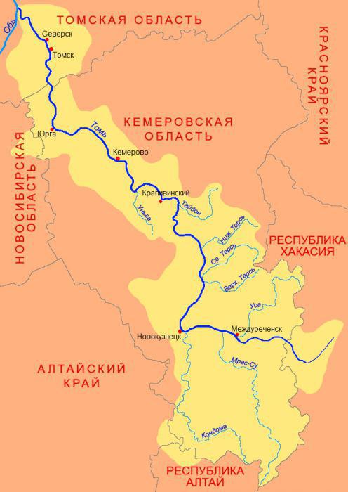 река Томь на карте России