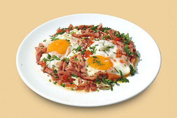 Яичница с помидорами и колбасой - вкусный и сытный завтрак
