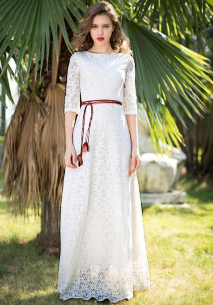 белое длинное платье