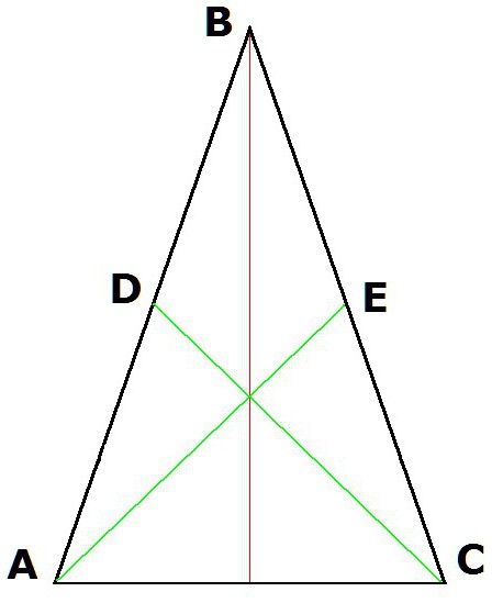 медиана в равнобедренном треугольнике