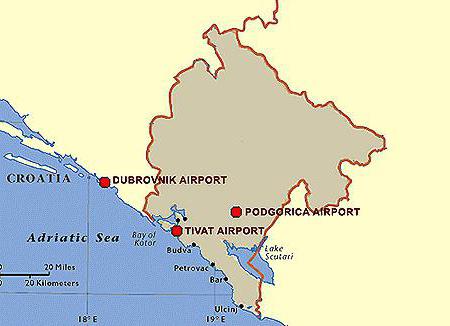 Черногория аэропорт подгорица карта