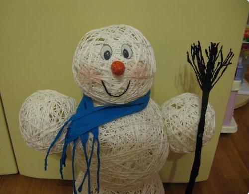 снеговик из ниток и шарика
