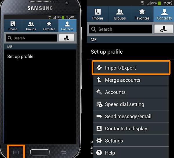 Как перенести контакты с андроида на самсунг