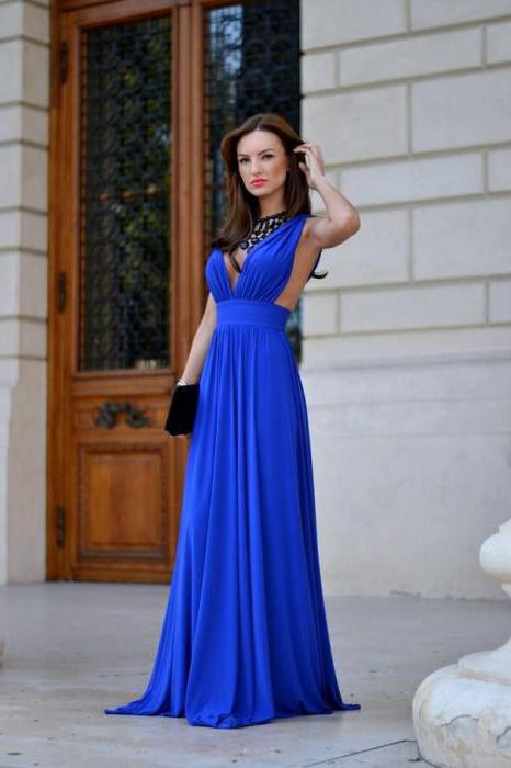 Что одеть на длинное платье сверху. Синее платье в пол: выбираем правильный фасон. Кому подходят длинные платья