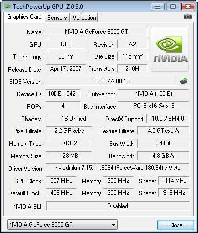 nvidia geforce 8500 gt характеристика