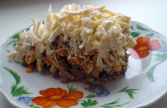 салат с куриной печенью и солеными огурцами пошаговый рецепт с фото
