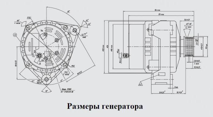 генератор ВАЗ-2108 размеры