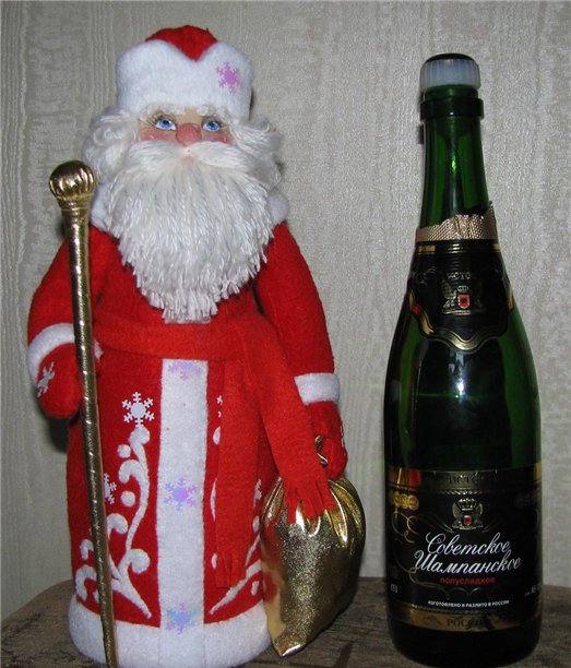 Шьем Деда Мороза — чехол для шампанского