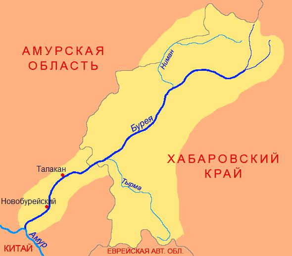 Река Бурея на карте