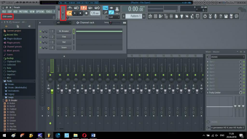 Изменение высоты тона в FL Studio