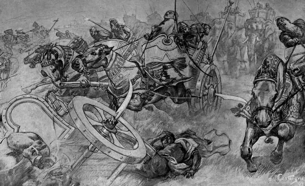 Персидские колесницы в битве при Гавгамелах